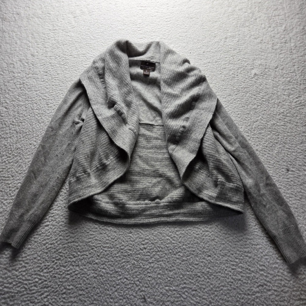 Fenn Wright Manson Cardigan Sweater Womens M Gray Cowl Neck Cashmere Open Front